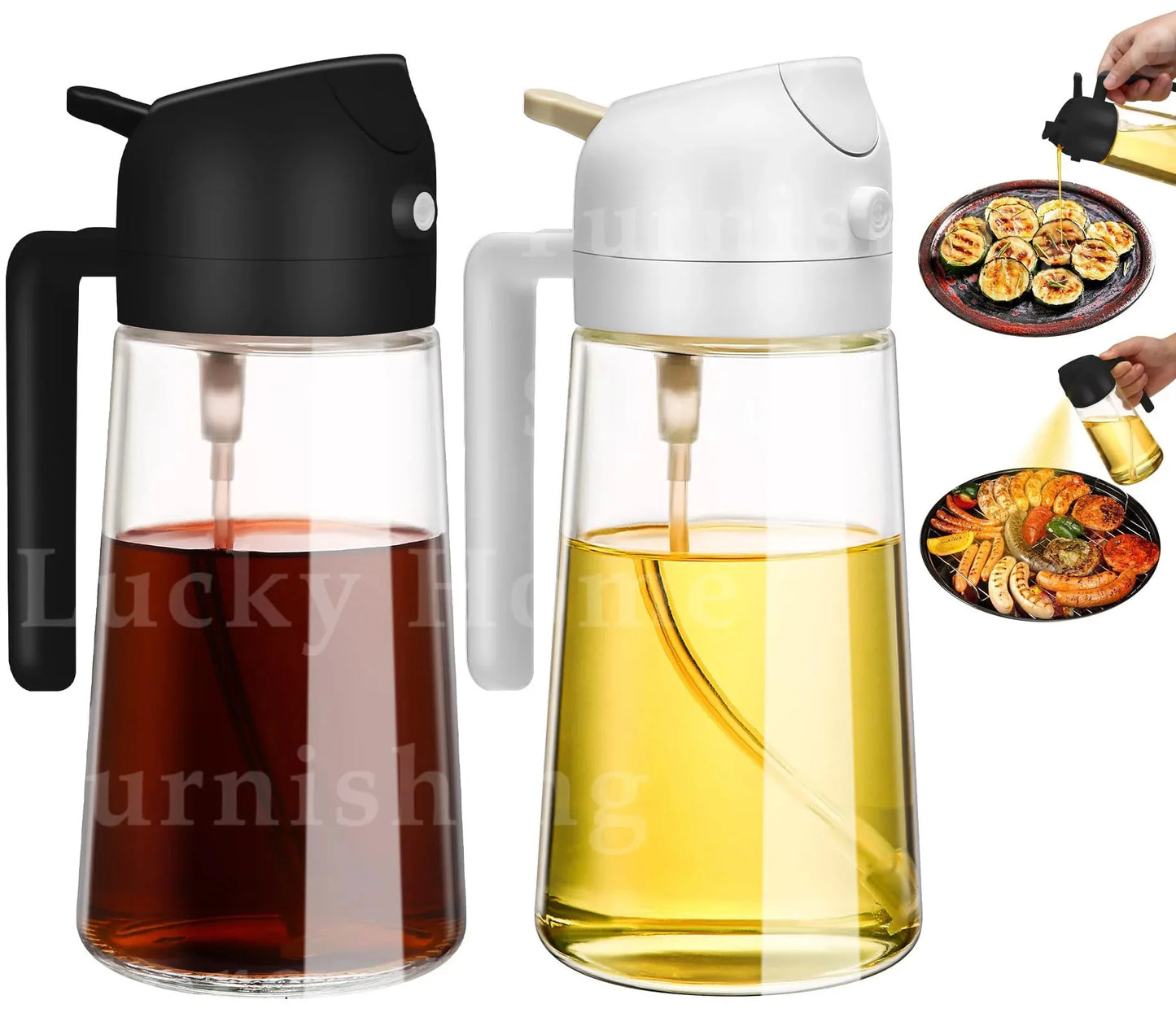 Spray for Olive Oil Dispenser Plastic 2 in 1 Oil Spray&Pour Oil Mister Bottle Cooking BBQ Baking Airfryer 500ML for Oil Bottles