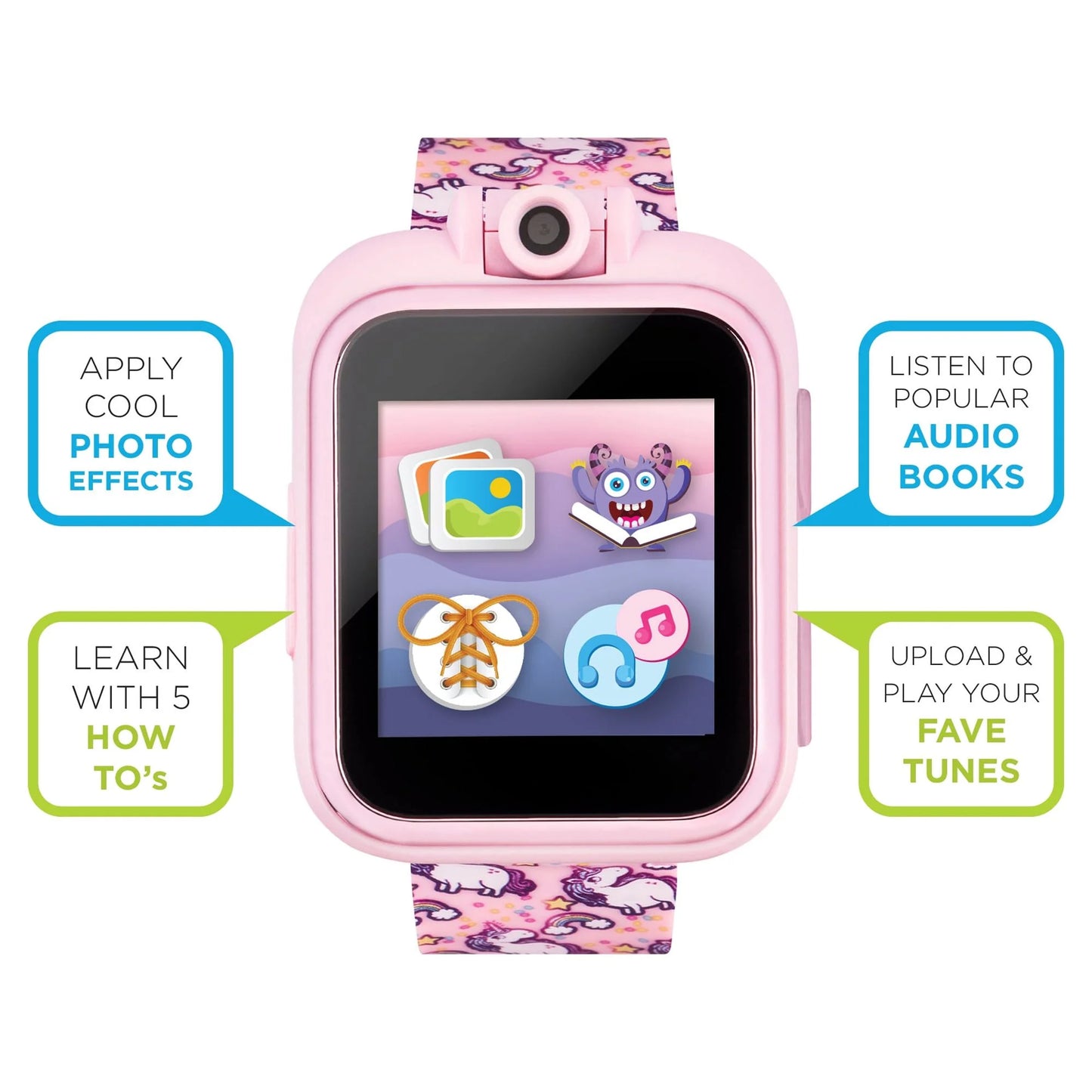 Girls' Earbuds and Smartwatch Set - Pink Unicorn Design