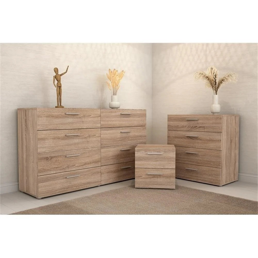 Truffle Finish 4-Piece Bedroom Set with 8-Drawer Dresser, 4-Drawer Chest, and Two 2-Drawer Nightstands