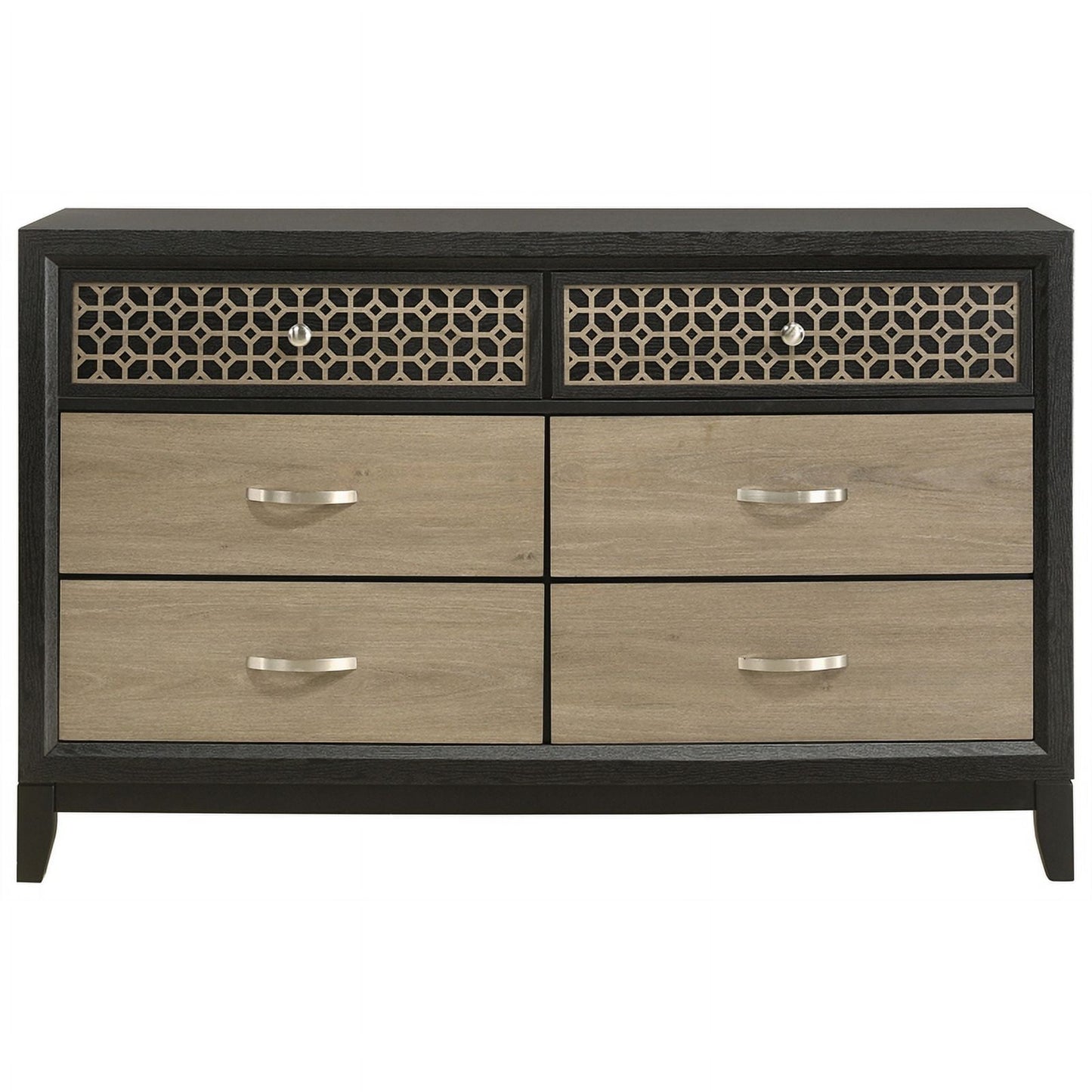 5-Piece Contemporary Wood Queen Bedroom Set in Light Brown and Gray