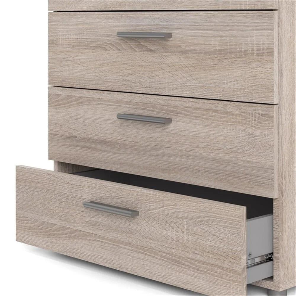 Truffle Finish 4-Piece Bedroom Set with 8-Drawer Dresser, 4-Drawer Chest, and Two 2-Drawer Nightstands