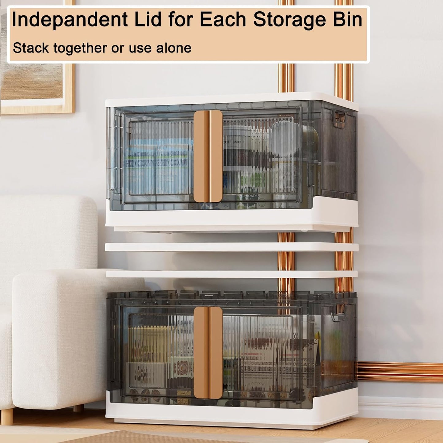 4 Packs Folding Box Storage Bins with Lids