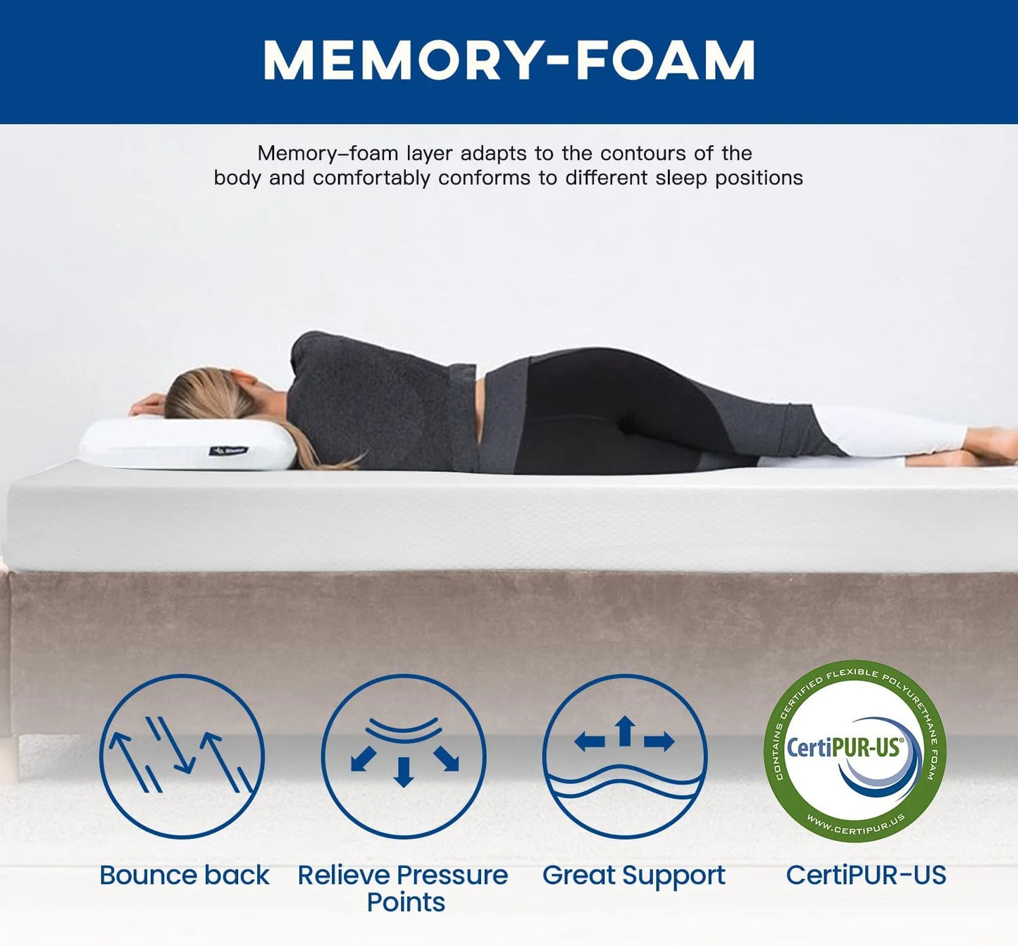 Memory Foam Certified Pressure Relieving (6 In, Queen) Mattress in a Box