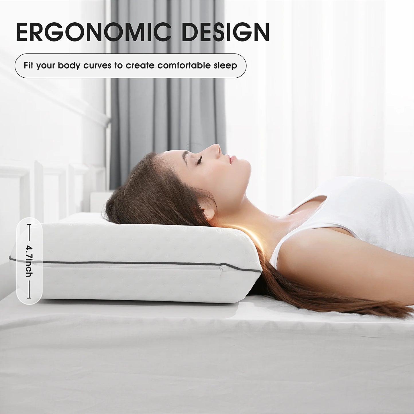Standard Size Cooling Gel Memory Foam Pillow for Neck Support, 25" x 16