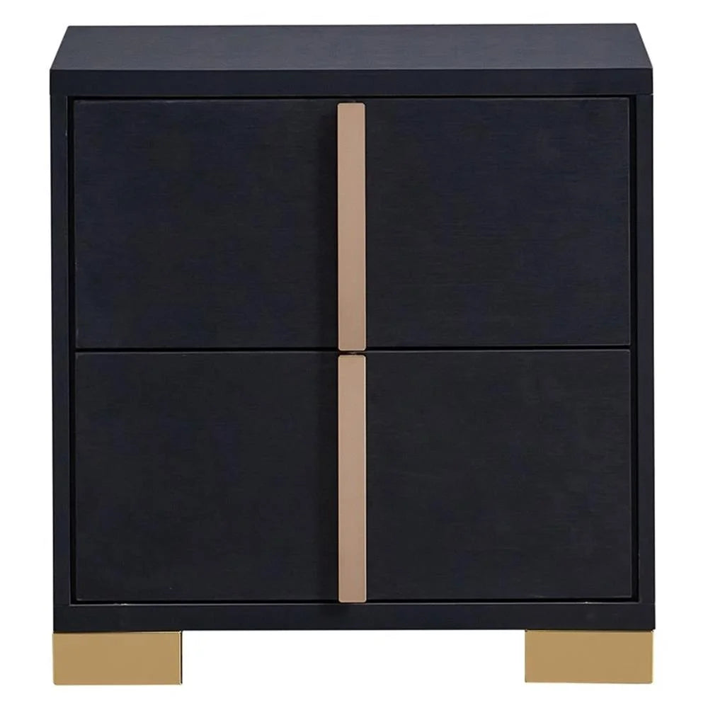 Contemporary 4-Piece Black and Gold Wood Queen Bedroom Set by