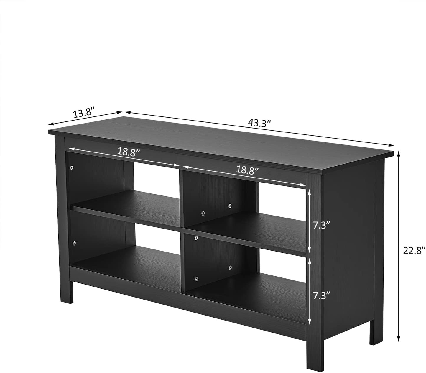 Black TV Stand for 50-Inch Television with Storage Shelves - Versatile Entertainment Center and Media Console for Living Room and Bedroom