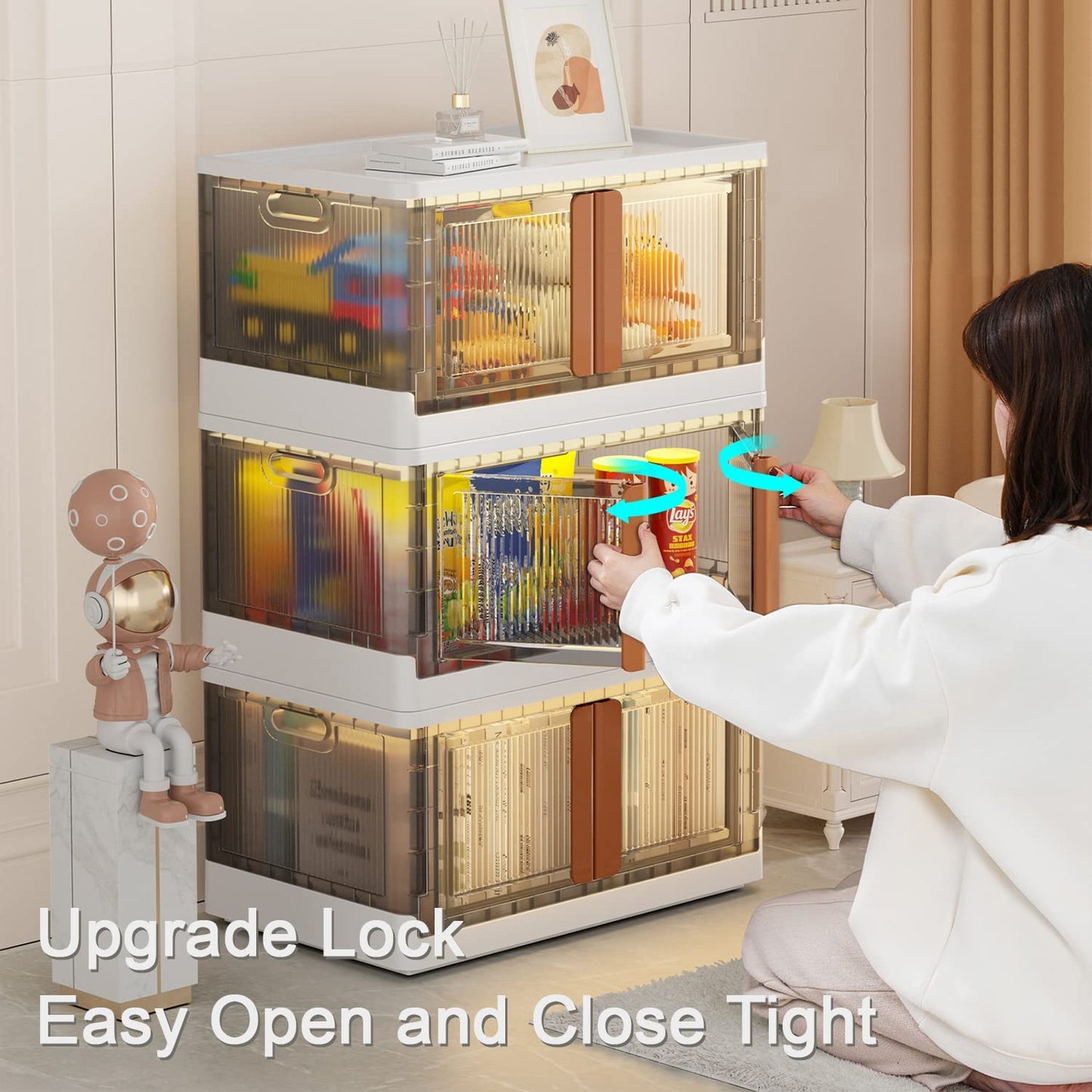 4 Packs Folding Box Storage Bins with Lids