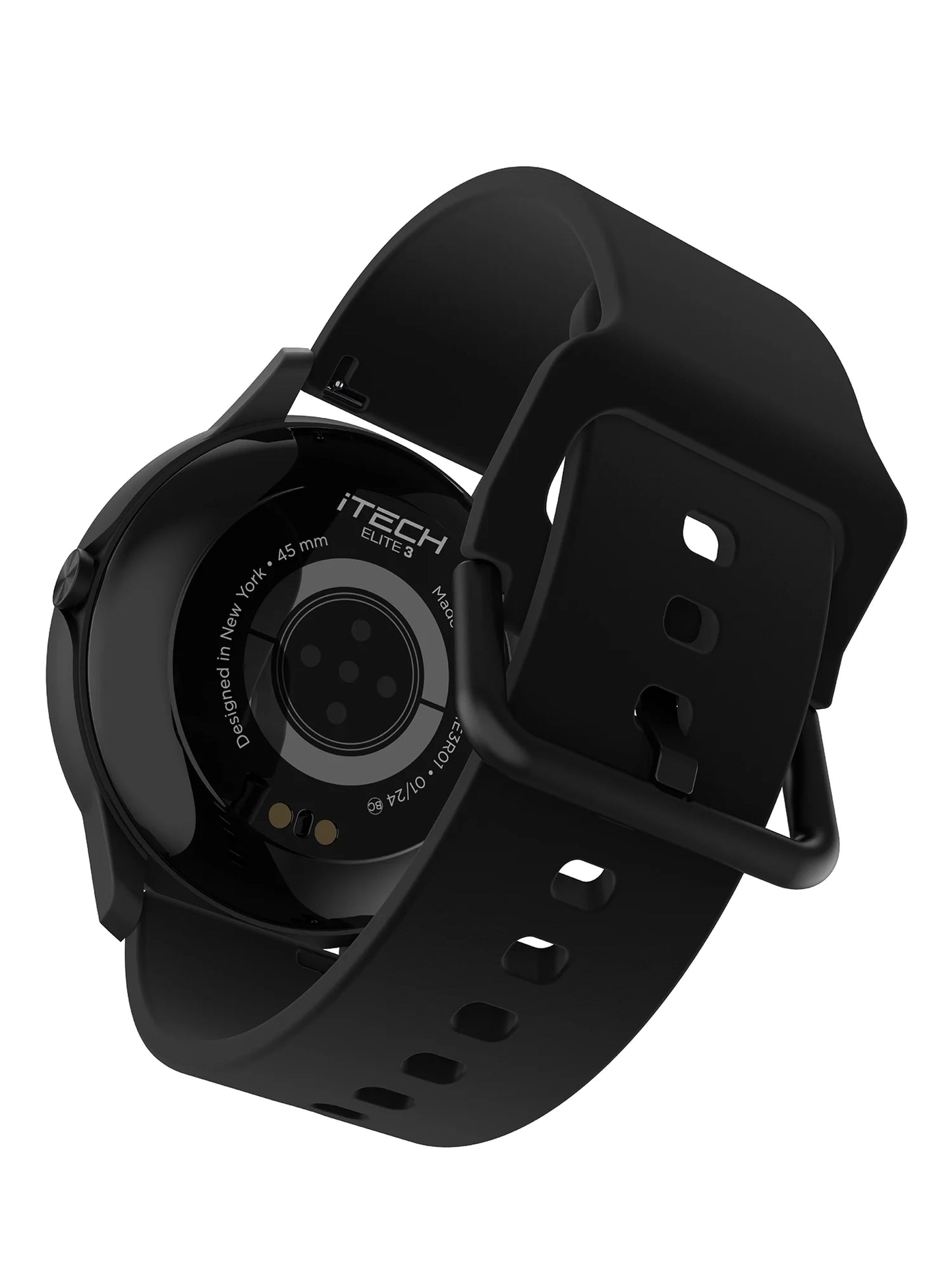 Elite 3 Unisex Adult Round Smartwatch with Black Silicone Strap