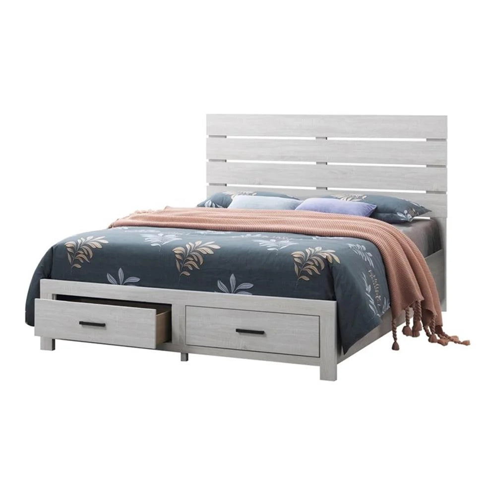 Brantford Coastal White 4-Piece Queen Bedroom Set with Storage