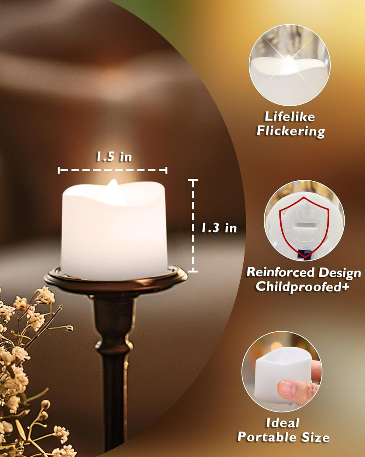 Battery Operated Pure White Flameless LED Tea Light Candles - 24-Pack with 200+ Hours of Use for Holiday, Party, Home Decor, and More