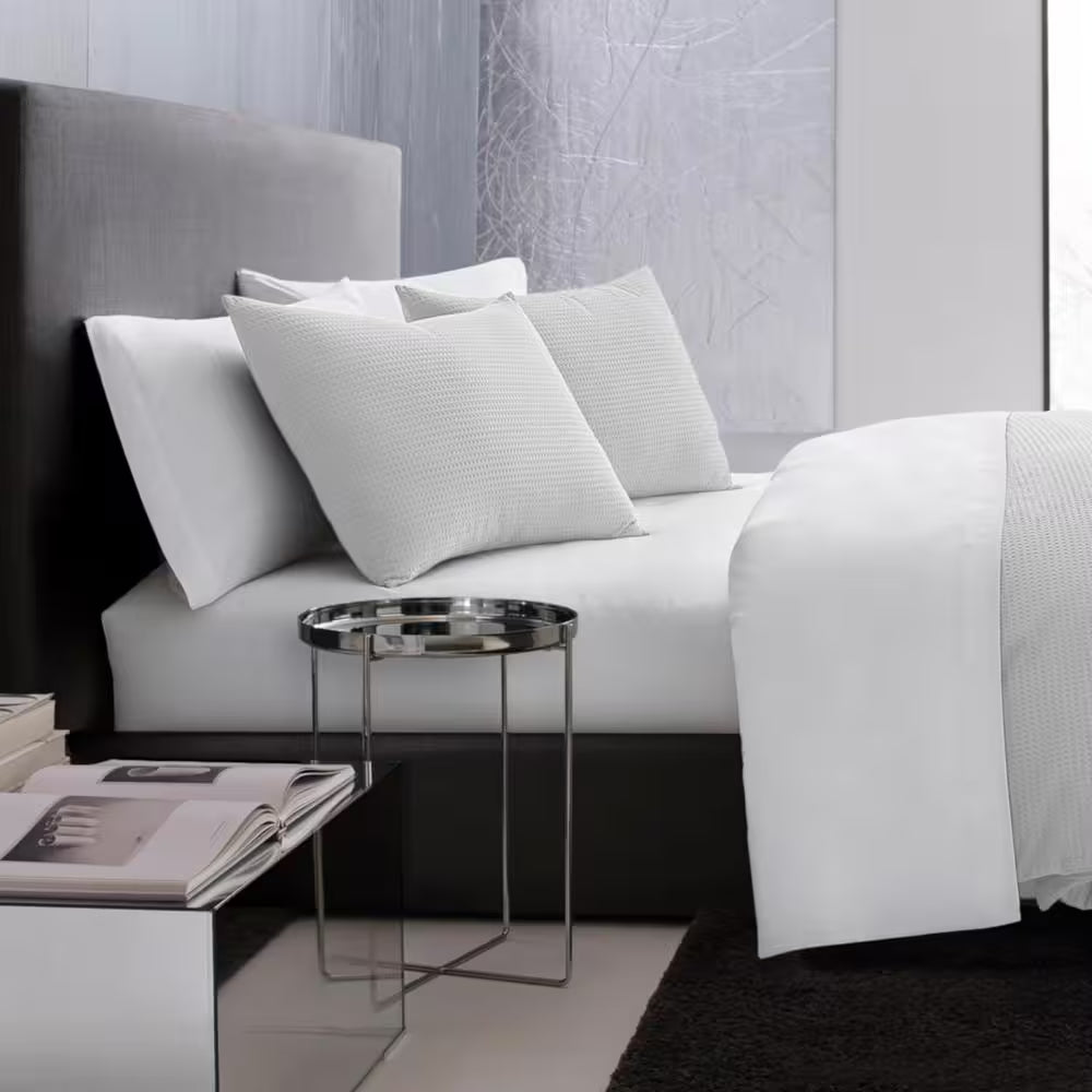 Waffle Pique 3-Piece Grey Solid Cotton Queen Comforter Set