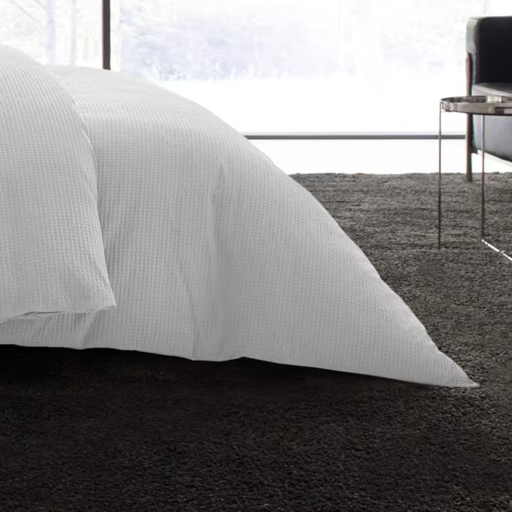 Waffle Pique 3-Piece Grey Solid Cotton Queen Comforter Set