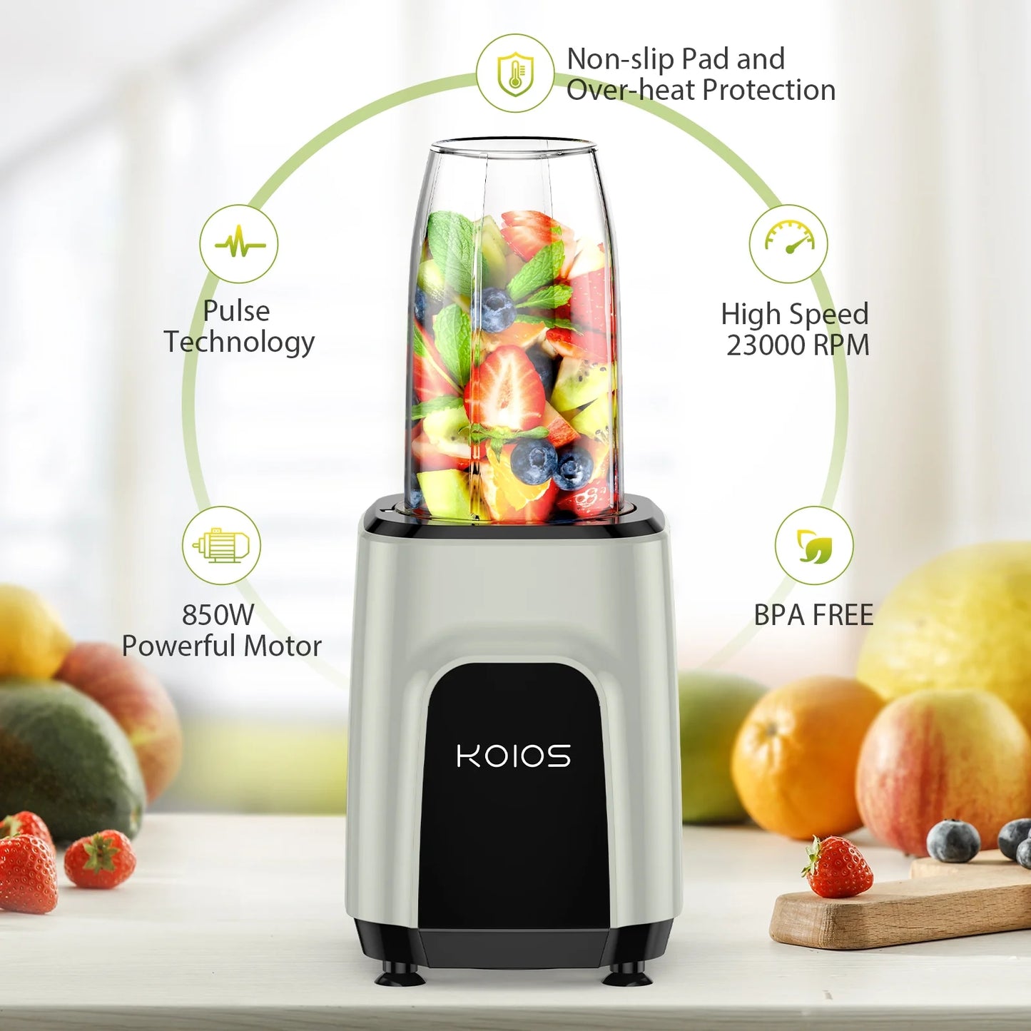 900W Professional Blender for Smoothies and Shakes with 2 Travel Cups and 1 Grinding Cup, Ideal for Ice Crushing and Frozen Beverages, BPA-Free