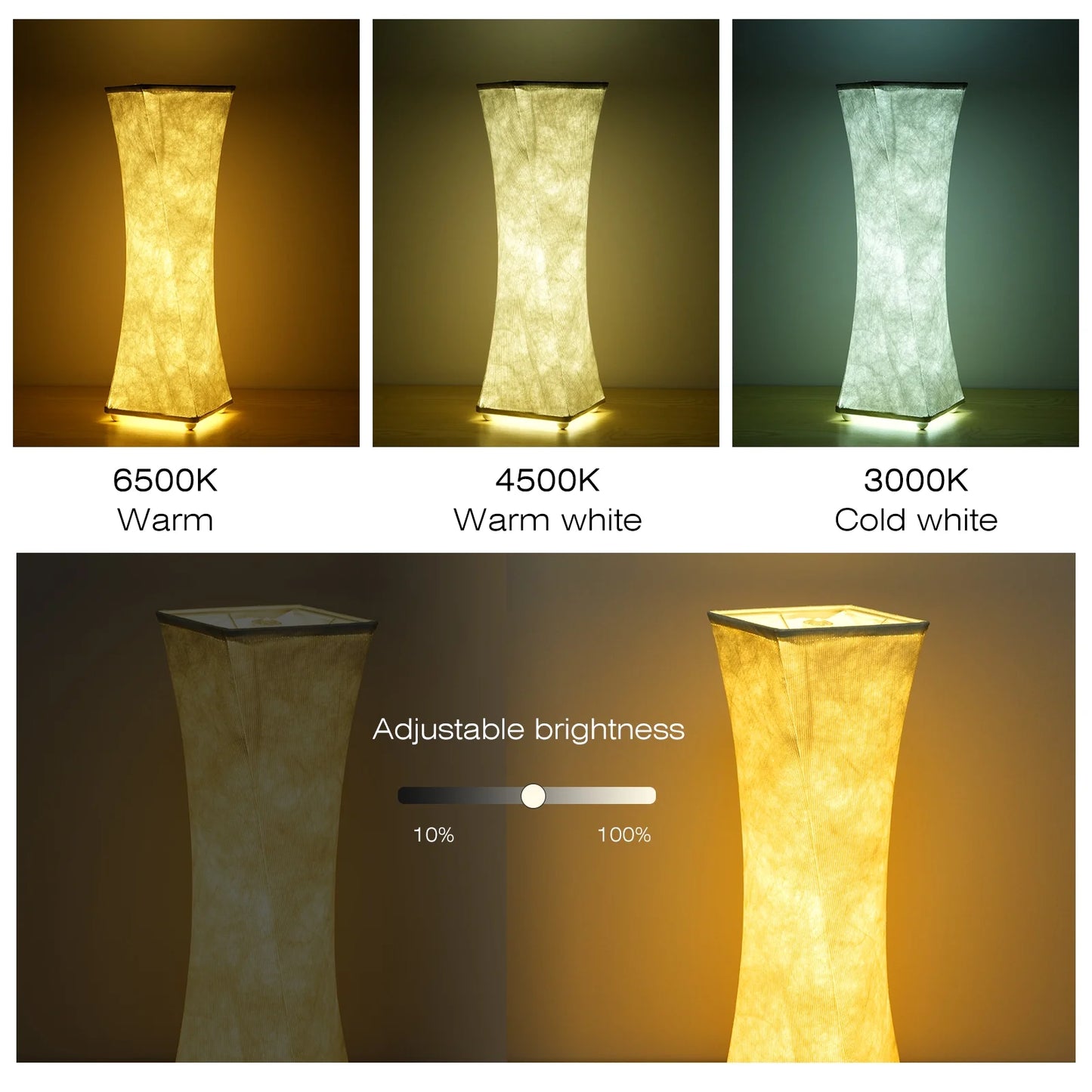 Contemporary Fabric Table Lamp Set of 2 with Dimmable 3-Color Temperature, White Shade, USB Charging for Bedroom and Living Room