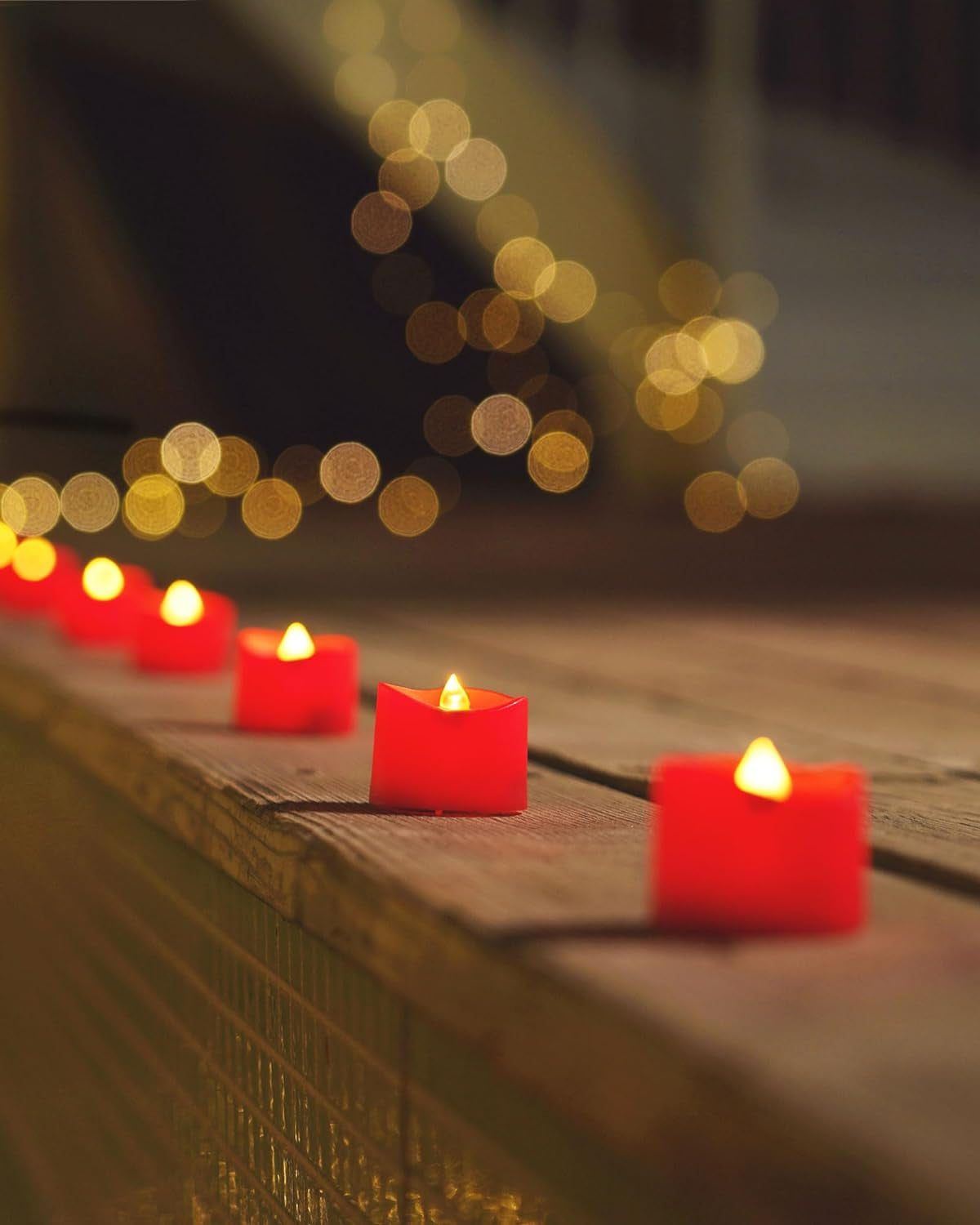 Red Battery-Operated Tea Light Candles, 200+ Hour Flameless Flickering LED Tealights for Events and Celebrations, 24-Pack