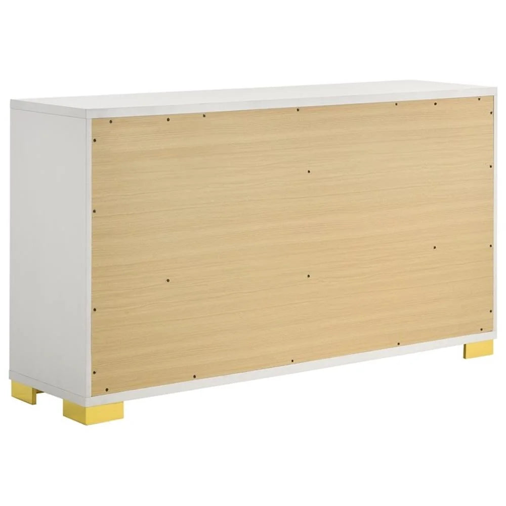 Contemporary 4-Piece Queen Bedroom Set in White and Gold by