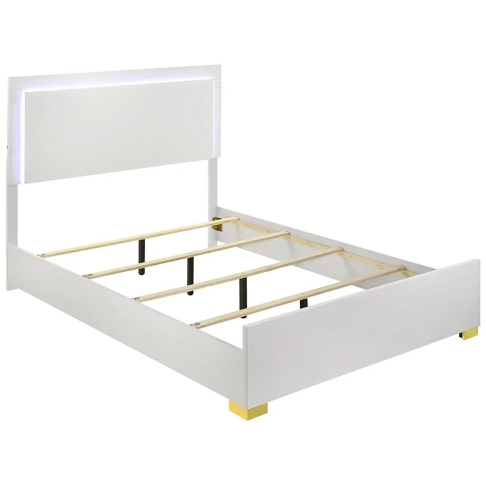 Contemporary 4-Piece Queen Bedroom Set in White and Gold by