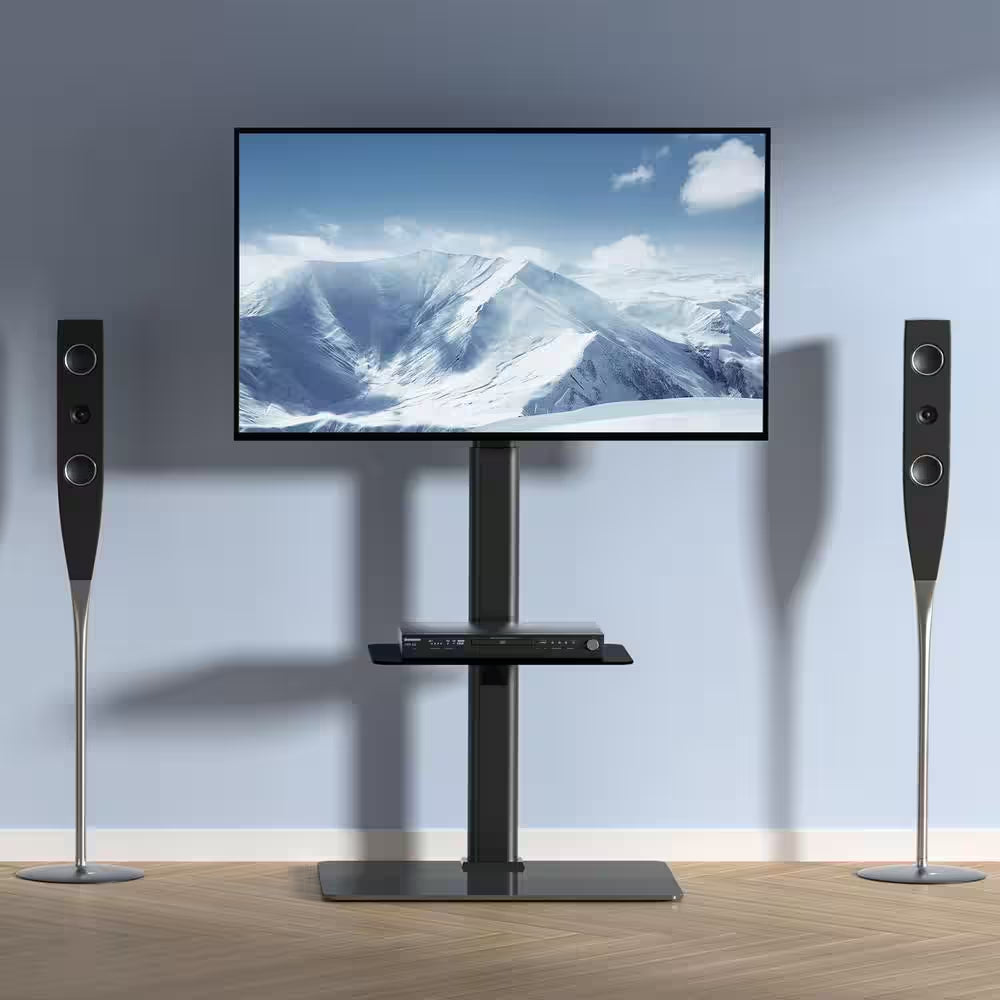 TV Stand Mount, Swivel Tall TV Stand for 32 In. to 65 In. Tvs, Height Adjustable Portable Floor TV Stand