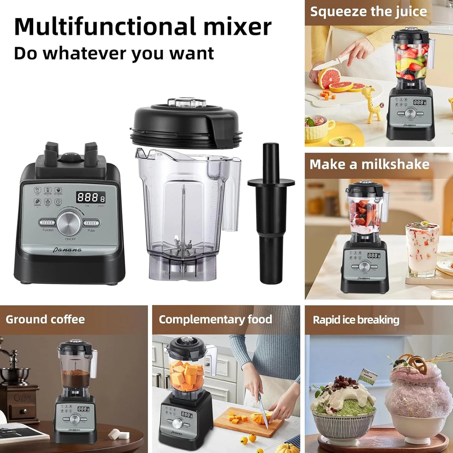 Professional Countertop Blender with 1400W Motor, 68Oz Capacity for Smoothies, Frozen Drinks, and Ice Crushing