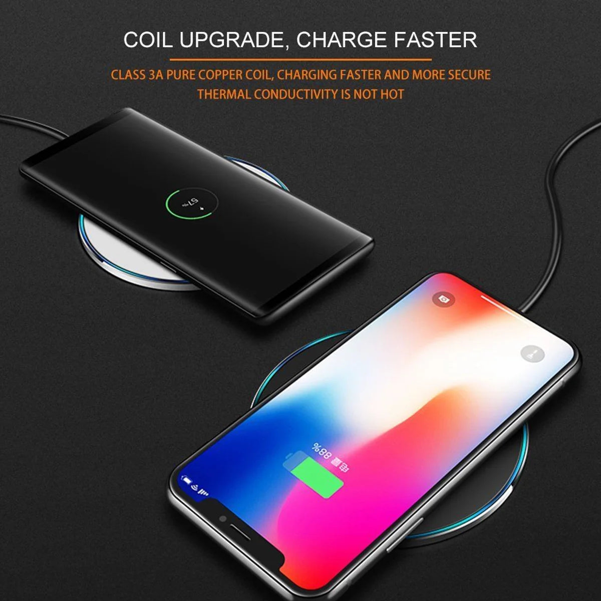 Qi-Certified 10W Fast Wireless Charging Pad for iPhone and Android Devices