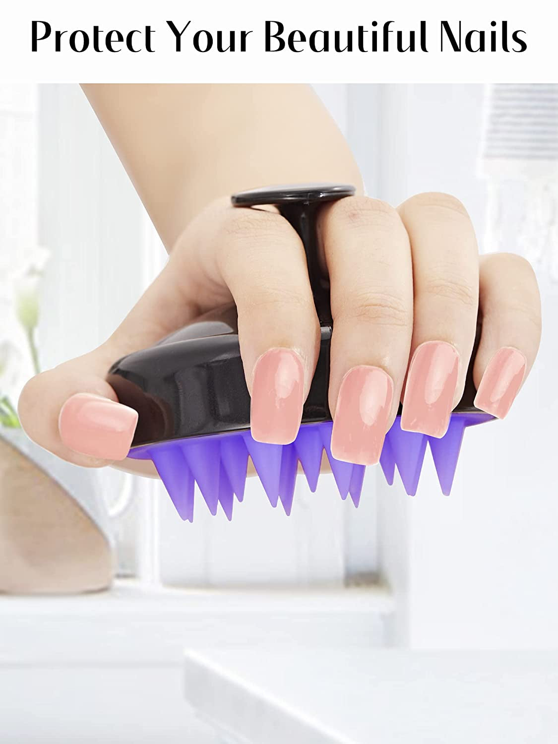 Silicone Scalp Massager and Shampoo Brush for Hair Growth, Exfoliation, and Dandruff Removal - Suitable for All Hair Types, Black