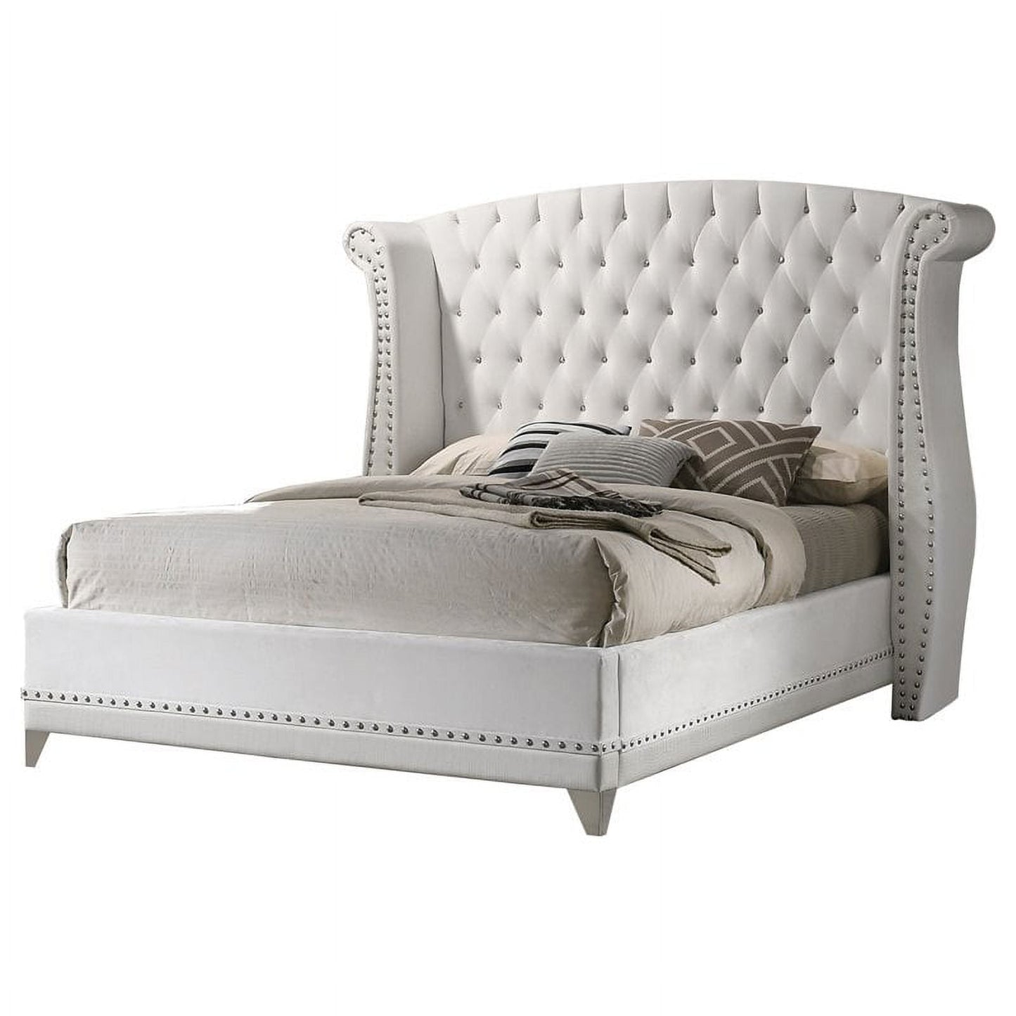 Barzini 5-Piece Glam Upholstered Queen Bedroom Set by in White