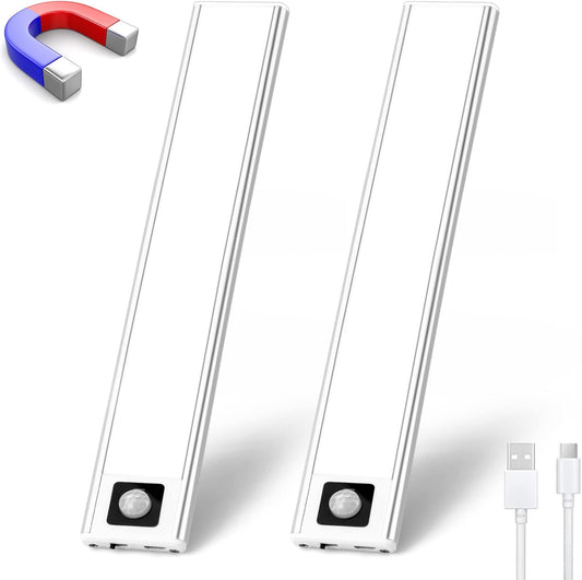 50-LED Closet Lights Motion Sensored,Under Cabinet Lighting Wireless USB Rechargeable Magnetic Night Lights,Battery Operated under Counter Lights for Kitchen,Motion Activated Light Bar-2Pack