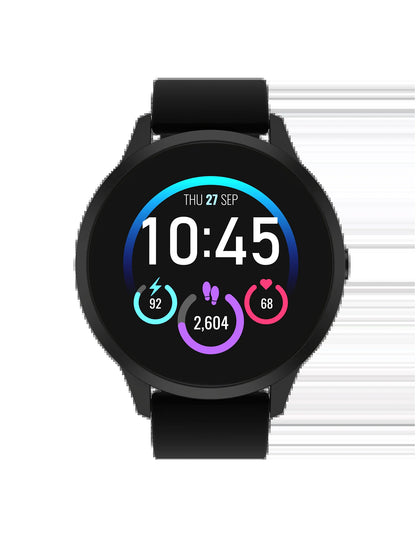 Elite 3 Unisex Adult Round Smartwatch with Black Silicone Strap