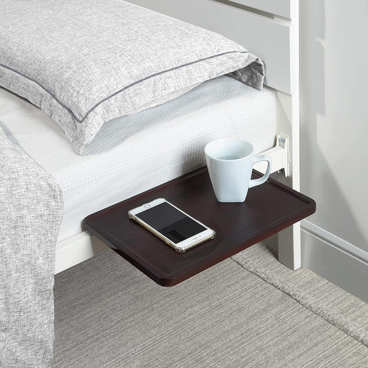 Clamp-On Bedside Shelf and Office Divider for Bunk Beds and Lofts - Standard Size (13.78" x 9.84" x 2.21", Dark Oak)