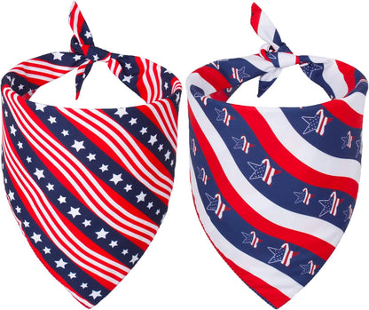 American Flag Dog Bandanas, Multiple Sizes Offered, Triangle Dog Scarf Patriotic 4Th of July Dog Bandanas for Medium Large Dogs (Large, Independence Day-2)
