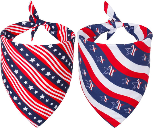 American Flag Dog Bandanas, Multiple Sizes Offered, Triangle Dog Scarf Patriotic 4Th of July Dog Bandanas for Medium Large Dogs (Large, Independence Day-2)