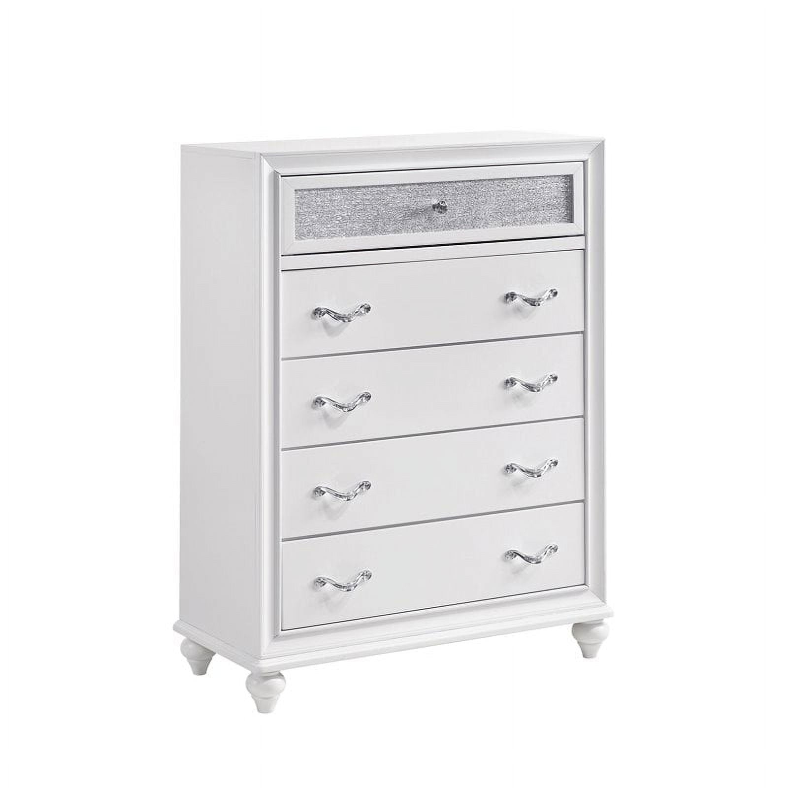 Barzini 5-Piece Glam Upholstered Queen Bedroom Set by  in White