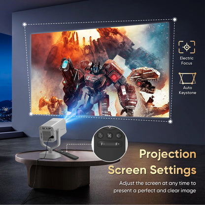 Mini Projector with Built-In Apps, WiFi and Bluetooth Connectivity, HD 1080P Video, and Android Operating System