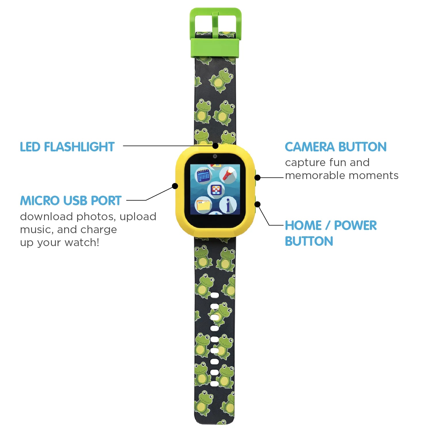 Itech Jr Frog Smartwatch for Kids with On-Ear Light-Up Bluetooth Headphones
