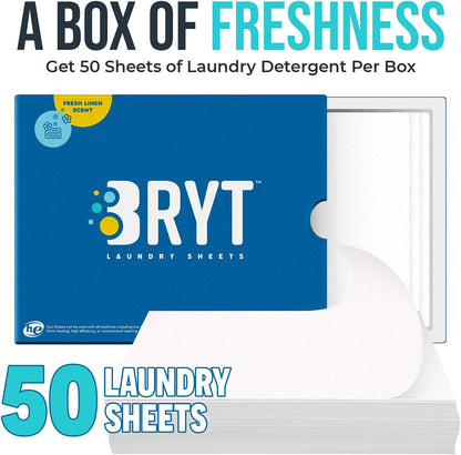 Biodegradable Laundry Detergent Sheets | Eco-Friendly, Mess-Free Strips for Home, Dorm, Travel, and Camping | Zero Waste, Plastic-Free, Fresh Linen Scent, 50 Loads