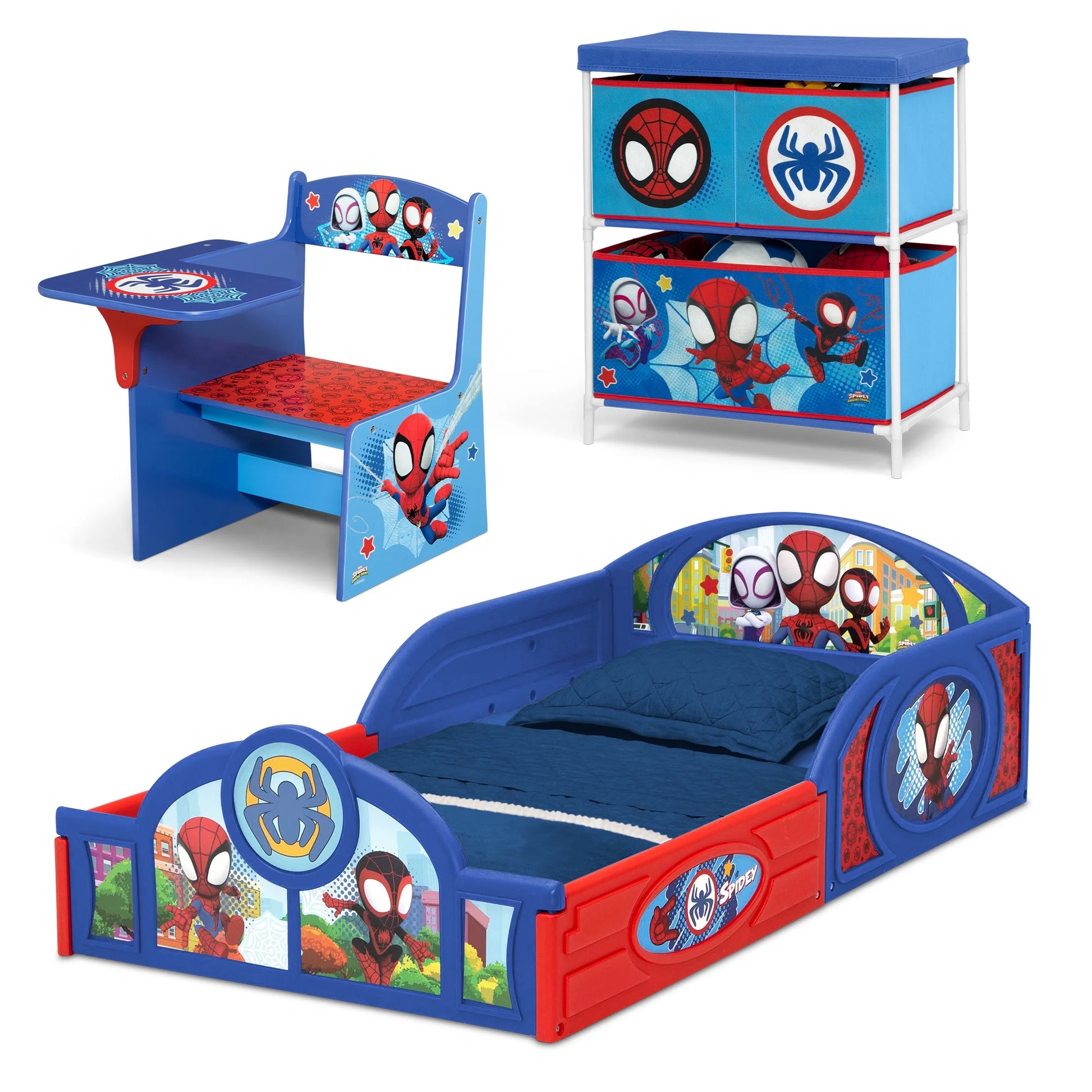 Spidey and His Amazing Friends 3-Piece Toddler Bedroom Set in Blue