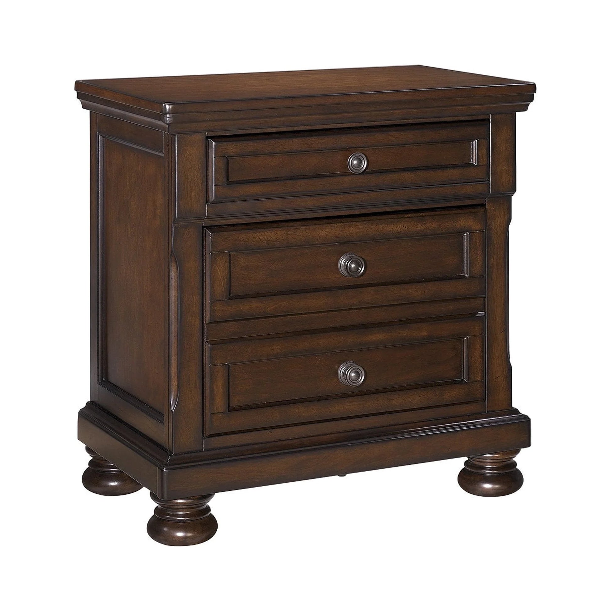 Ashley Porter Classic Nightstand with Dovetail Joinery and Ball-Bearing Slides, Dark Brown Finish, 2 Drawers