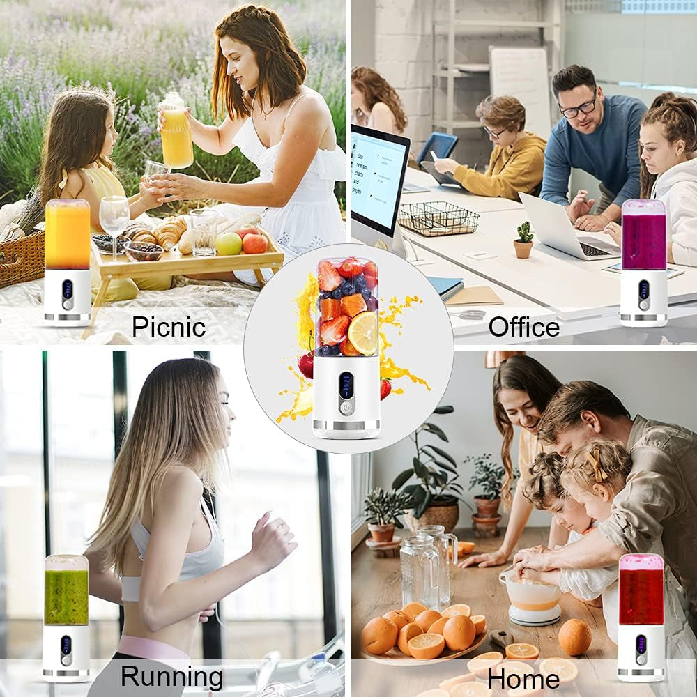 Portable USB Rechargeable Blender with Smart LCD Display - 15.2Oz Personal Size Mixer for Shakes and Smoothies, Ideal for Sports, Travel, Office, and Gym