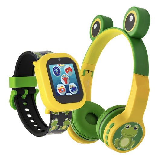 Itech Jr Frog Smartwatch for Kids with On-Ear Light-Up Bluetooth Headphones