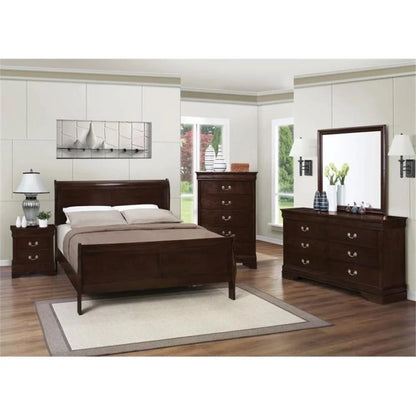 Louis Philippe High Headboard Panel Bedroom Set