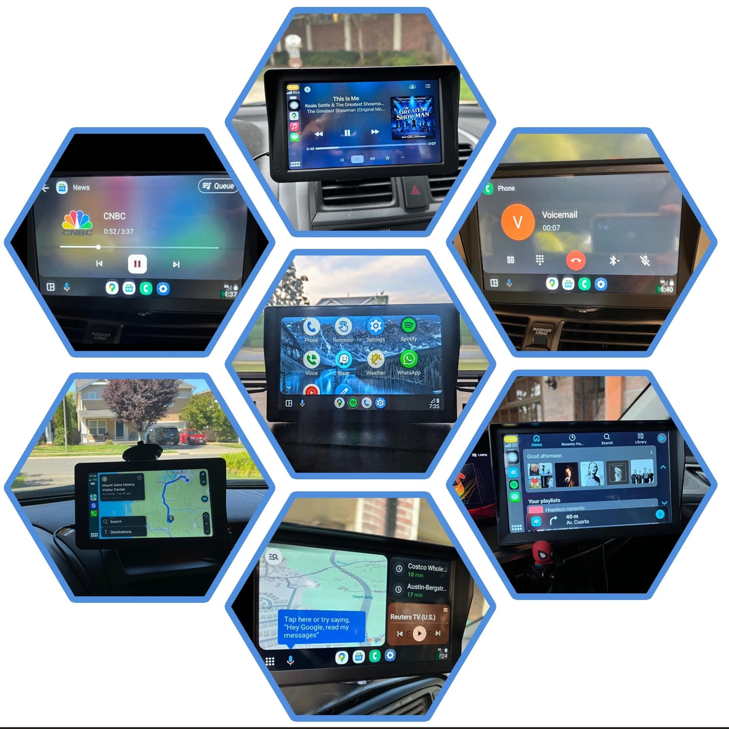 Portable 7-Inch Wireless Apple CarPlay Car Stereo with 1080P Rear Camera for Universal Vehicle GPS