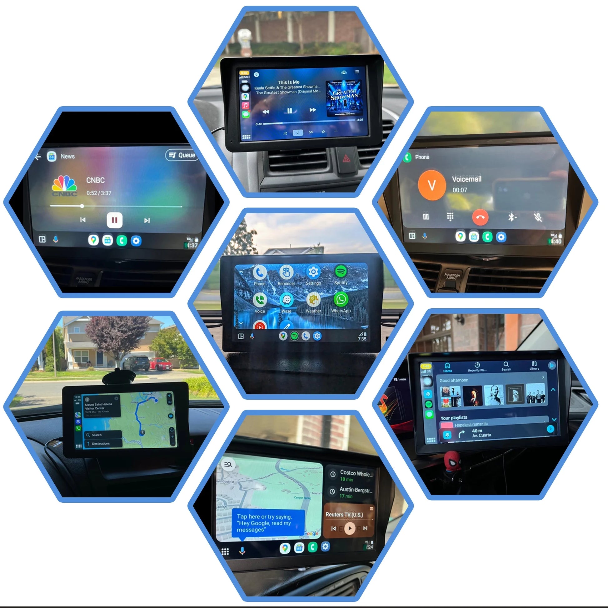 Portable 7-Inch Wireless Apple CarPlay Car Stereo with 1080P Rear Camera for Universal Vehicle GPS