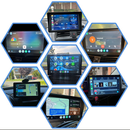 Portable 7-Inch Wireless Apple CarPlay Car Stereo with 1080P Rear Camera for Universal Vehicle GPS