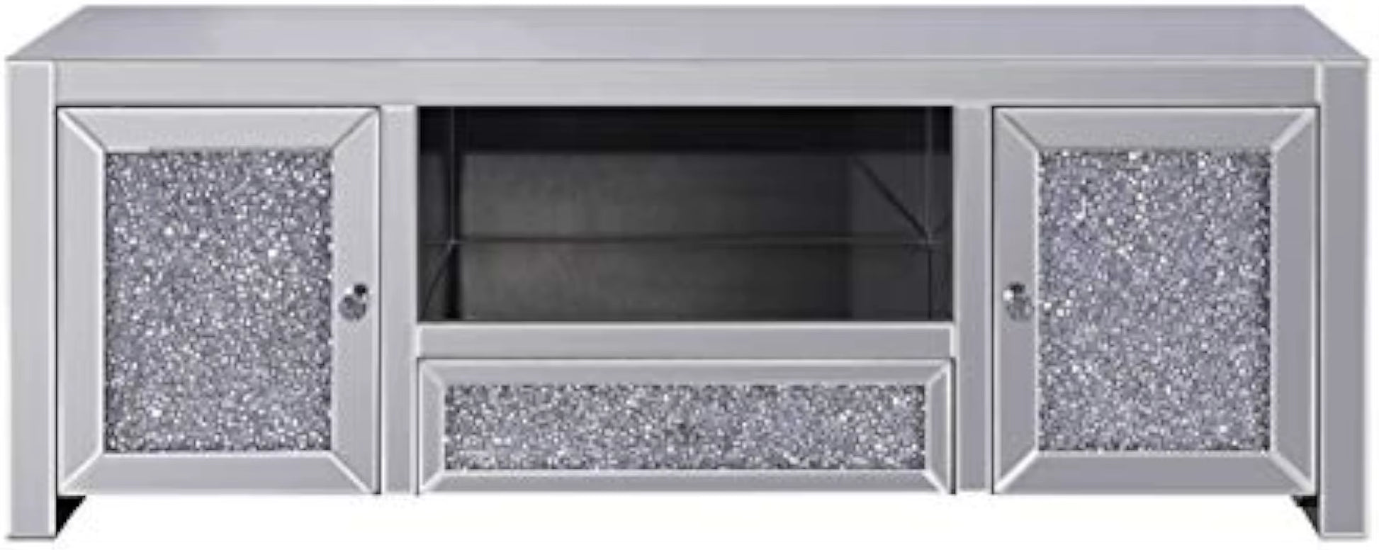 Furniture TV Stand, Mirrored and Faux Diamonds Tv Stand Living Room Furniture Fireplace Tv Stand
