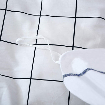 3Pcs Grid White Black Plaid Queen Duvet Cover Bedding Set