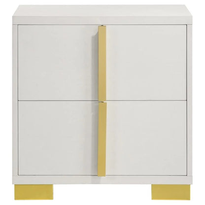 Contemporary 4-Piece Queen Bedroom Set in White and Gold by