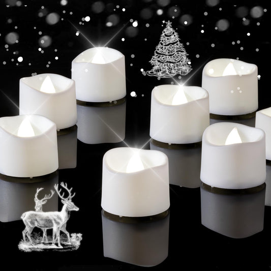 Battery Operated Pure White Flameless LED Tea Light Candles - 24-Pack with 200+ Hours of Use for Holiday, Party, Home Decor, and More