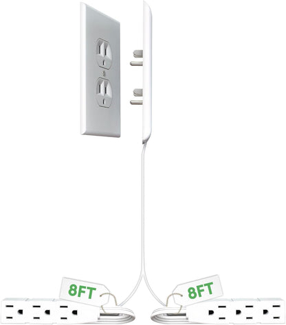 Ultra-Thin Concealer Flat Extension Cord with Multi Outlets Power Strip