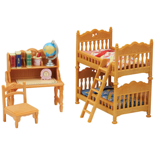 Children's Bedroom Furniture Set with Accessories for Dollhouses