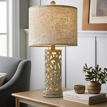 Set of 2 Dimmable 22" Farmhouse Touch Table Lamps with USB Ports for Living Room and Bedroom (Bulbs Included)